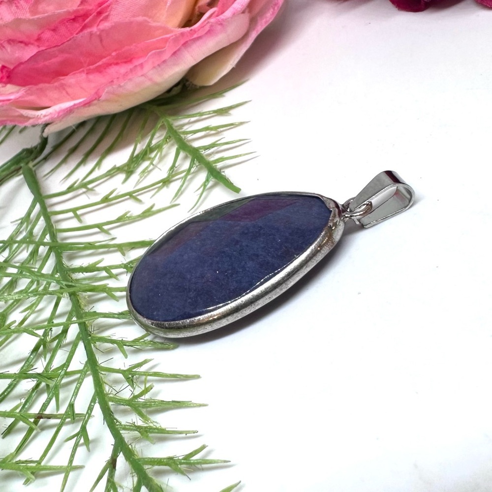 NEW⚜️Indigo Agate Stone Teardrop Pendant Charm - Picture 5 of 7